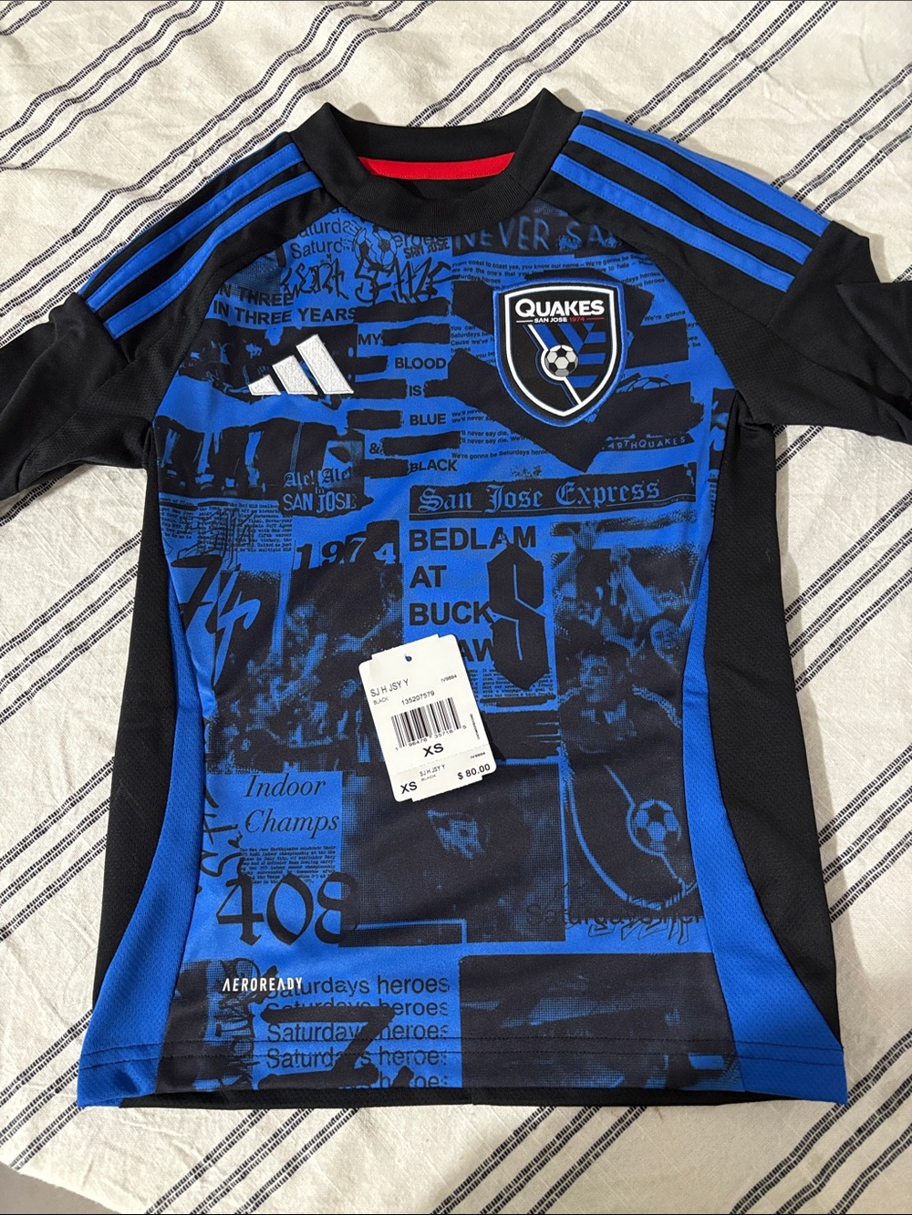 adidas San Jose Quakes Youth Blue and Black Graphic Jersey